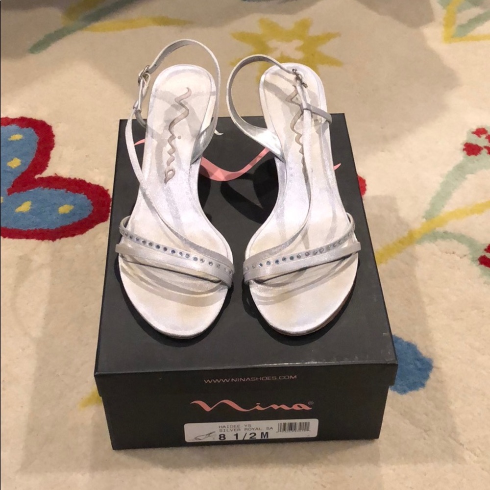 Silver Dress Shoes with Crystal Embellishments